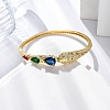 Rack Plating Brass Micro Pave Cubic Zirconia Hinged Bangles BJEW-H624-01G-2