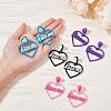 4 Pairs 4 Colors Heart with Word Kiss Me Acrylic Dangle Stud Earrings EJEW-FI0002-34-3