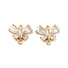Brass Clear Cubic Zirconia Connector Charms KK-M233-53G-2