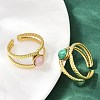 316 Stainless Steel with Natural Mixed Gemstone Cuff Rings RJEW-Z098-01G-11-3