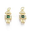 Brass Micro Pave Clear Cubic Zirconia Pendants KK-C006-30G-2