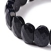 Synthetic Blue Goldstone Oval Beaded Stretch Bracelet G-E010-01T-3