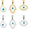 6Pcs 6 Style 304 Stainless Steel Pendants STAS-UN0039-43-1