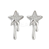 Brass Clear Cubic Zirconia Stud Earrings for Women EJEW-D280-03P-02-1