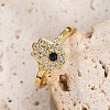 Rack Plating Brass Micro Pave Cubic Zirconia Open Cuff Finger Rings for Women RJEW-M028-98G-1