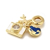 Brass Cubic Zirconia Travel European Dangle Charms KK-R002-20G-03-2