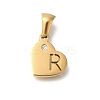 304 Stainless Steel Heart Pendants with Rhinestone STAS-Z103-01G-18-1