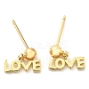 Rack Plating Brass Word Love Dangle Stud Earrings KK-C026-18G-1