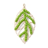 Handmade Glass Seed Beaded Leaf Shape Pendants PALLOY-MZ00935-01-1