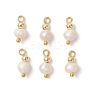 Natural Freshwater Pearl Potato with Brass Beaded Charms PALLOY-JF04946-01-1
