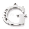 Tarnish Resistant 304 Stainless Steel Letter Pendant Rhinestone Settings STAS-J028-01G-1