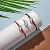 2Pcs 2 Colors Synthetic Moonstone Round Beaded Slider Bracelet BJEW-SW00057-01-5