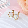 Flat Round 201 Stainless Steel Natural Shell Leverback Earrings FS-WG6391F-06-1