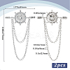 2Pcs Helm Zinc Alloy Hanging Chain Brooches with Crystal Rhinestone FIND-GF0006-83P-2