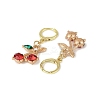 Cherry Alloy Rhinestone Dangle Hoop Earrings EJEW-JE06359-3