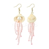 Natural Clam Shell Imitation Pearl Dangle Earrings EJEW-MZ00231-03-1