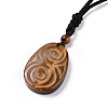 Adjustable Natural Tiger Eye Teardrop with Spiral Pendant Necklace with Nylon Cord for Women NJEW-L171-04A-3