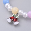Acrylic Imitated Pearl  Stretch Kids Charm Bracelets BJEW-JB04573-01-2