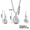 Brass Rhinestone Teardrop Dangle Earrings & Pendant Necklaces Sets for Women AT5117-1-1