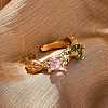 Brass Micro Pave Cubic Zirconia Cuff Rings for Women RJEW-F191-01G-01-2