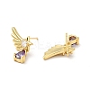 Purple Cubic Zirconia Wing with Teardrop Dangle Stud Earrings EJEW-G297-01G-2