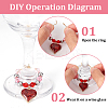 Valentine's Day Theme Alloy Enamel & 304 Stainless Steel & Plastic Wine Glass Charms AJEW-AB00080-4