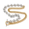 304 Stainless Steel Half Ball Chain & Twisted Chain Necklaces with OT Buckles NJEW-V010-03GP-1