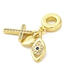 Brass Micro Pave Cubic Zirconia European Dangle Charms KK-D325-15G-2