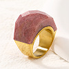 Fashionable 304 Stainless Steel & Natural Rhodonite Finger Rings FS-WG90577-25-1