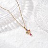 Brass Pave Colorful Cubic Zirconia Cross Pendant 304 Stainless Steel Cable Chain Necklaces for Women NJEW-JN05358-1