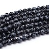 Natural Snowflake Obsidian Round Bead Strands G-J303-09-8mm-1
