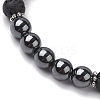 8mm Round Synthetic Non-Magnetic Hematite & Natural Lava Rock Beaded Stretch Bracelets for Women Men BJEW-JB10533-04-3