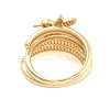 Brass Micro Pave Cubic Zirconia Bird Open Cuff Rings Set for Women RJEW-U002-11G-4