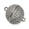 Brass Micro Pave Clear Cubic Zirconia Magnetic Clasps KK-A230-02A-P-1