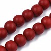 Spray Painted Natural Wood Beads Strands WOOD-S053-57D-1