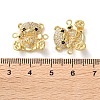 Rack Plating Brass Clear & Black Cubic Zirconia Bear Connector Charms KK-C084-15A-G-3