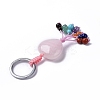 Natural Rose Quartz Heart with Mixed Gemstone Tassel Keychains KEYC-P012-03P-04-3