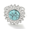 304 Stainless Steel Synthetic Turquoise Cuff Rings G-Z056-08P-04-2