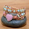 Bohemia Style Heart Natural Rhodochrosite & Shoushan Beads Multi-strand Bracelets FS-WGBC1C4-01-4