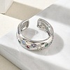 Brass Micro Pave Colorful Cubic Zirconia Cuff Open Rings RJEW-Z145-05P-2