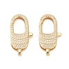 Oval Brass Micro Pave Clear Cubic Zirconia Lobster Claw Clasps KK-I354-01G-04-1