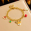 Christmas Theme 304 Stainless Steel Charm Bracelets for Women BJEW-Z142-04G-1