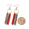 Natural Red Agate & Glass Seed Beaded Tassel Earrings EJEW-JE04805-4