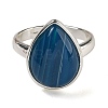 Natural Banded Agate Teardrop Adjustable Rings RJEW-K371-08S-10-3