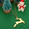 Christmas Deer 304 Stainless Steel Enamel Pendant Necklaces for Women FS-WG69B7B-01-4