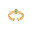 Flat Round Glass Open Cuff Ring RJEW-S049-007G-2