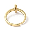 Rack Plating Brass Cubic Zirconia Arabic Letters Adjustable Rings for Women RJEW-S407-10G-08-3