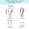 SUNNYCLUE 120Pcs 304 Stainless Steel Lobster Claw Clasps with 120Pcs Open Jump Rings STAS-SC0004-90-2