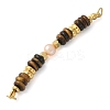 Natural Tiger Eye & Plastic Imitation Pearl Disc Beaded Connector Charms/Links LS-STAS-L277-11G-01-1
