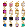 16Pcs 8 Colors Real 18K Gold Plated Brass Inlaid Cubic Zirconia Charms ZIRC-HS0001-05-1